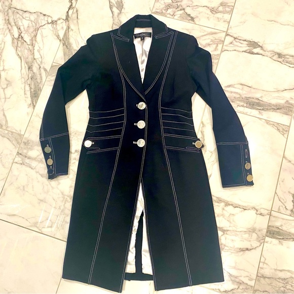 Cache Jackets & Blazers - Vintage Cache Blue/Black Military jacket, white stitching 🥲🎖